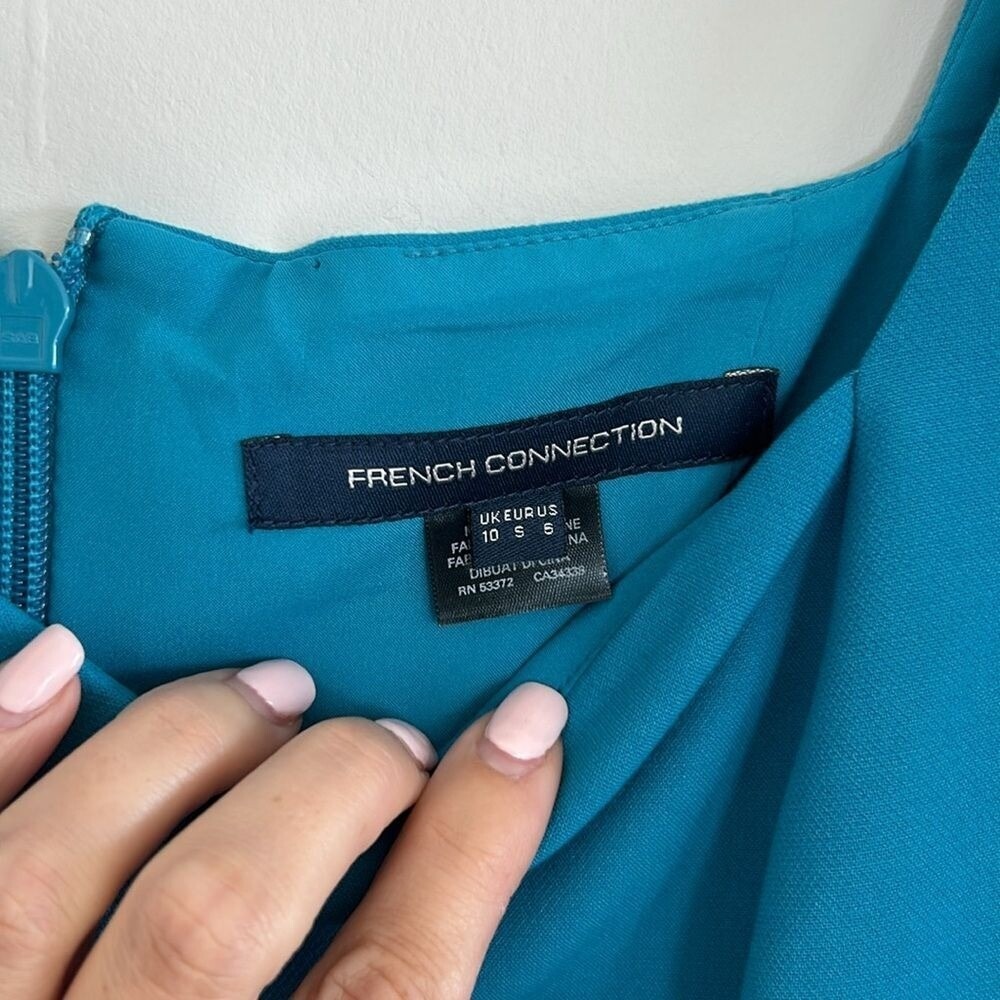 French Connection Mini Dress Puff Sleeve Cutout Cocktail Party Dress Blue - Picture 5 of 10